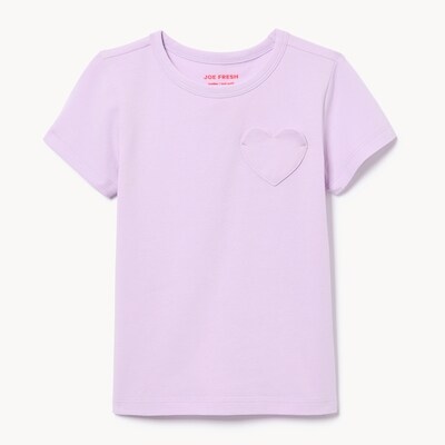 T-shirt à poche en forme de cœur, petites filles - LAVANDE POUSSIEREUSE