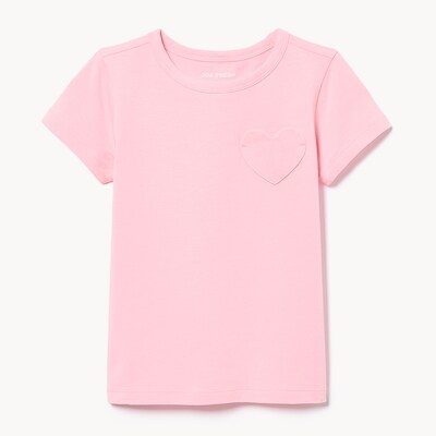 T-shirt à poche en forme de cœur, petites filles - Rose Pâle