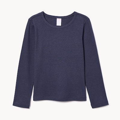 Toddler Girls' Ribbed Long Sleeve Top - Dark Navy