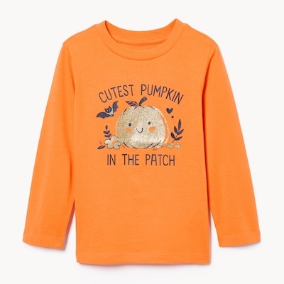 Haut imprimé à manches longues pour tout-petits - Orange Vif
