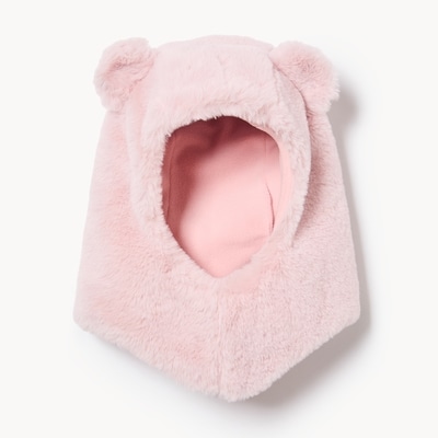 Couvre-visage ours similifourrure, petites filles - Rose