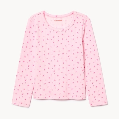 Toddler Girls' Pointelle Long Sleeve Top - Pale Pink