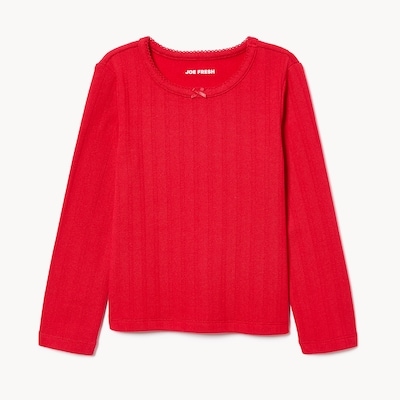 T-shirt à manches longues en mailles pointelle - Rouge