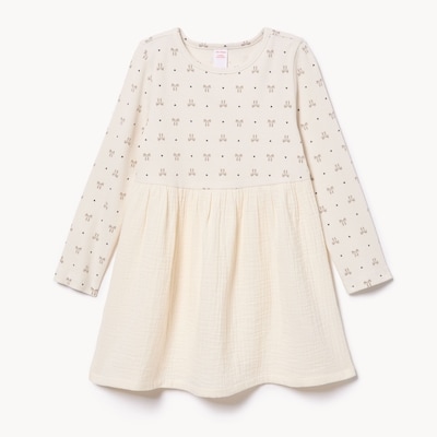 Toddler Girls' Long Sleeve Dress - Off White