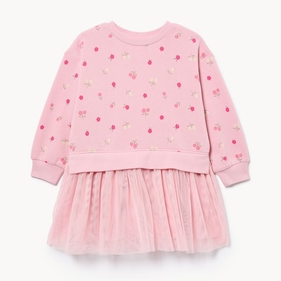 Robe chandail en molleton pour petites filles - VIEUX ROSE