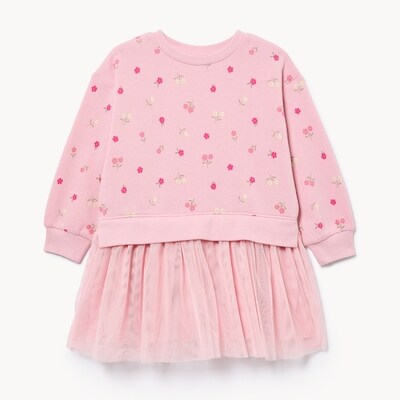 Robe chandail en molleton pour petites filles - VIEUX ROSE
