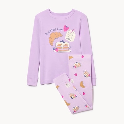 Pyjama côtelé pour petites filles - Lilas