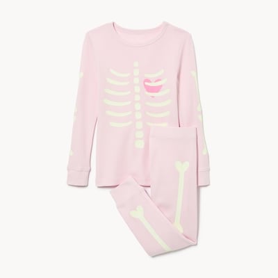 Toddler Girls' Skeleton Sleep Set - Light Pink