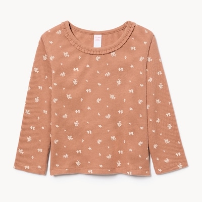 Haut manches longues tricot gaufré, petites filles - Brun Poussiéreux