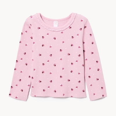 Toddler Girls' Waffle Knit Long Sleeve Top - Open Violet