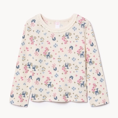 Haut manches longues tricot gaufré, petites filles - Blanc Cassé
