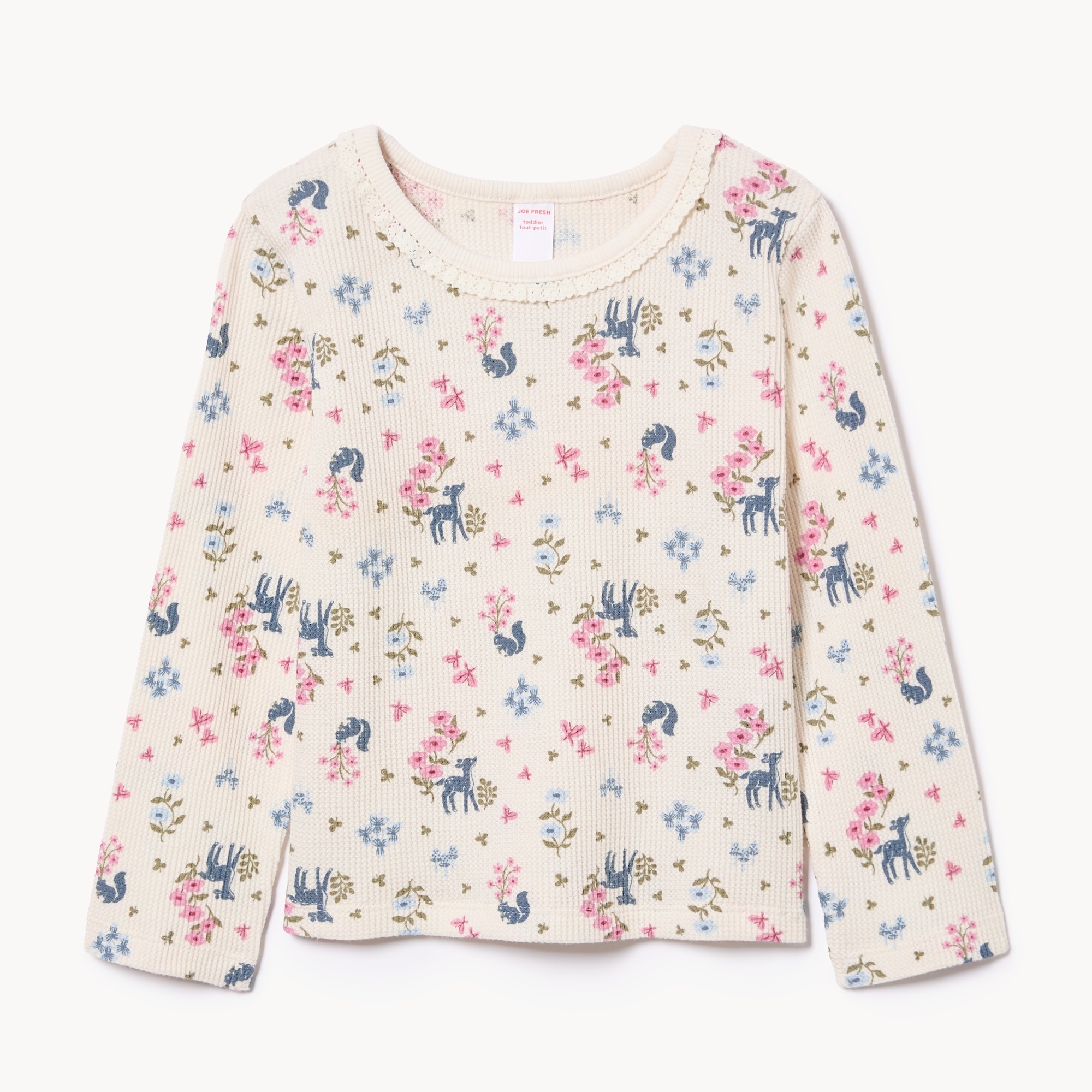 Toddler Girls' Waffle Knit Long Sleeve Top