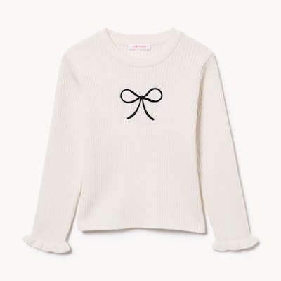 Toddler Girls' Ribbed Graphic Sweater - Off White