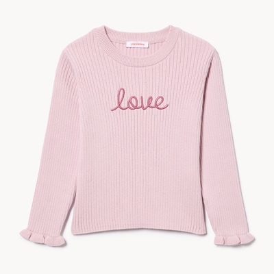 Chandail en tricot côtelé imprimé, petites filles - Ouvert Violet