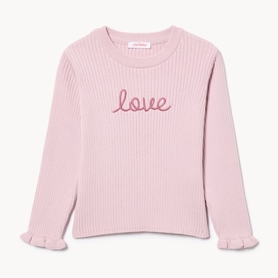 Chandail en tricot côtelé imprimé, petites filles - Ouvert Violet