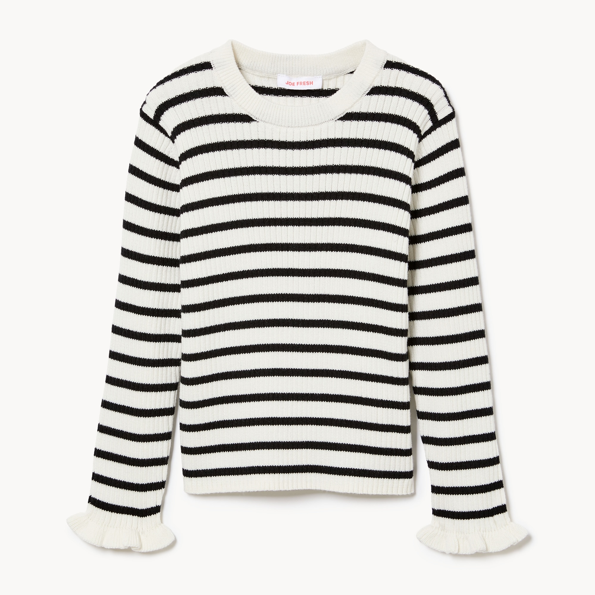 Chandail en tricot côtelé rayé pour petites filles