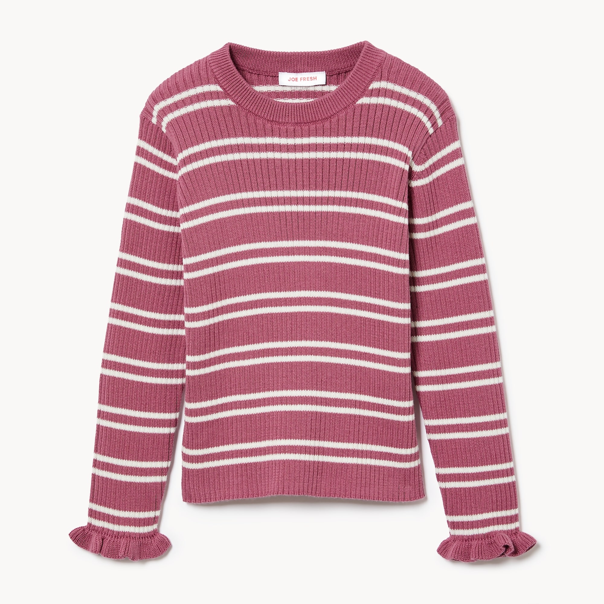 Chandail en tricot côtelé rayé pour petites filles