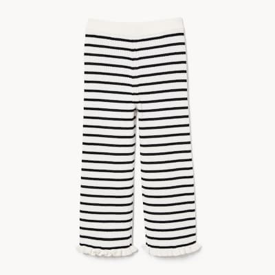 Pantalon rayé côtelé pour petites filles - Blanc Cassé