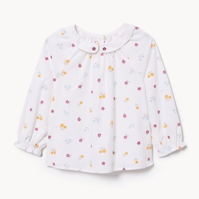 Haut à col à manches longues pour petites filles - Blanc pur