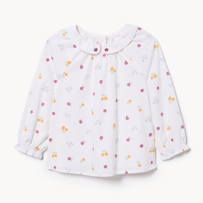 Haut à col à manches longues pour petites filles - Blanc pur