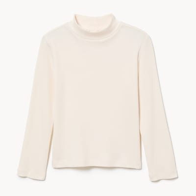 Toddler Girls' Mock Neck Long Sleeve Top - Off White