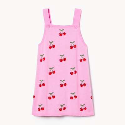 Robe chasuble en tricot pour petites filles - Rose