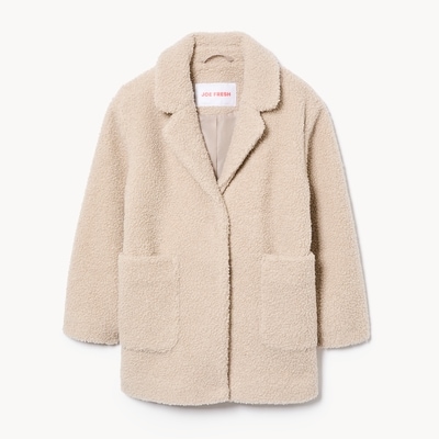 Toddler Girls' Teddy Fleece Coat - Light Brown