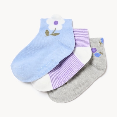 Ens. 3 paires chaussettes basses, petites filles - Bleu