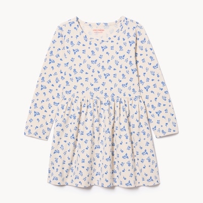 Robe imprimée à manches longues, petites filles - Blanc Cassé