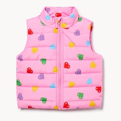 Toddler Girls' LEGO® Printed Puffer Vest - Bright Lilac