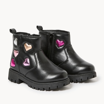 Toddler Girls' Combat Boots - Black