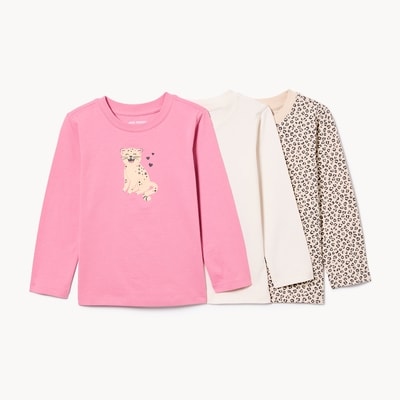 Ens. de 3 t-shirts à manches longues, tout-petits - Rose Cendré