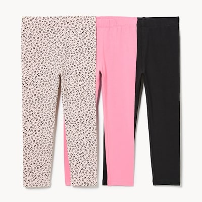 Ensemble de 3 leggings pour petites filles - Rose Cendré