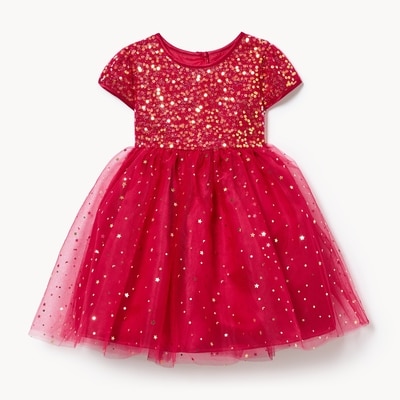 Toddler Girls' Blueberi Boulevard Sequin Dress - Bright Red