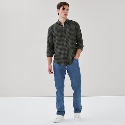 Men's Flannel Button-Down Shirt - Olive