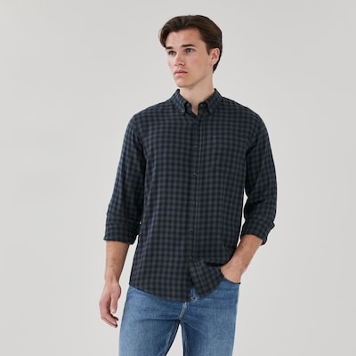 Men's Flannel Button-Down Shirt - Ash Grey