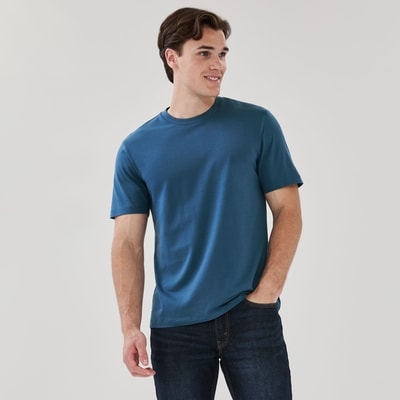 T-shirt ras du cou en coton biologique pour hommes - Bleu Foncé