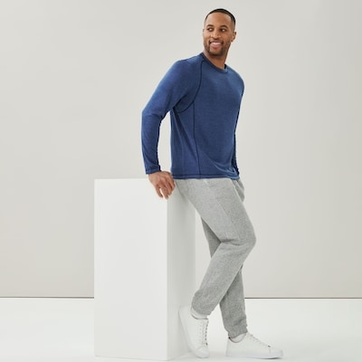 Haut sport à manches longues pour hommes - Mélange De Bleu Foncé