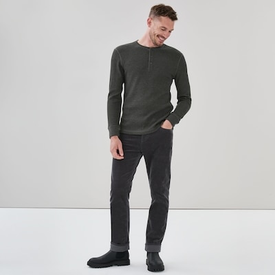 Men's Henley Long Sleeve Top - Charcoal Melange