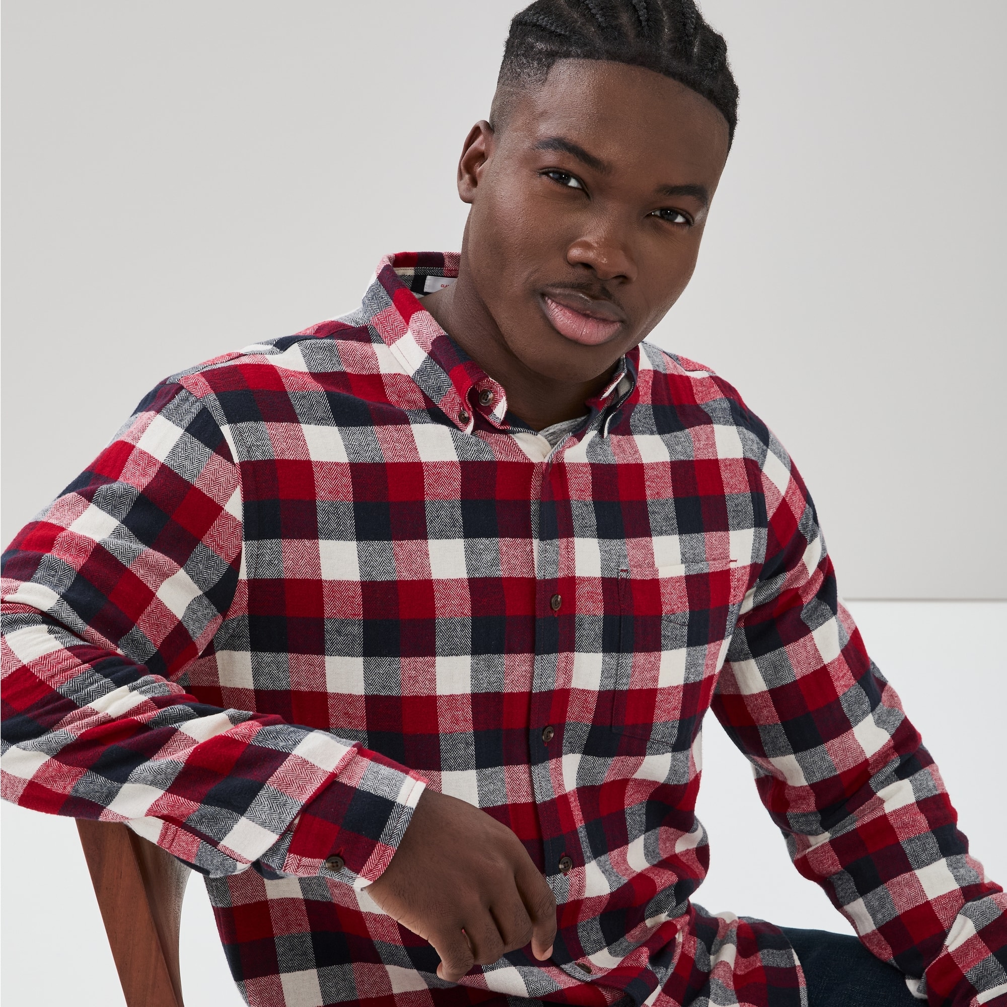 Chemise boutonnée en flanelle pour hommes