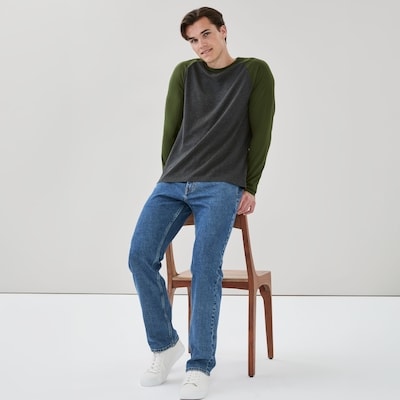 Men's Organic Cotton Long Sleeve Top - Dark Charcoal Mix