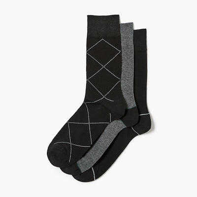 Ens. de 3 paires de chaussettes tube pour hommes - Noir