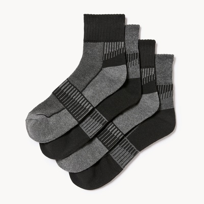 Men's 4-Pack Quarter-Crew Socks - Grey