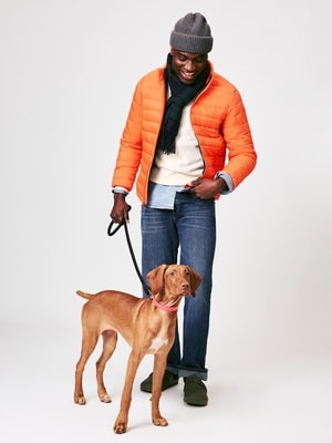 Men's Puffer Jacket - Bright Orange
