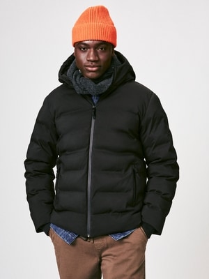 Men's Hooded Puffer Jacket - Black
