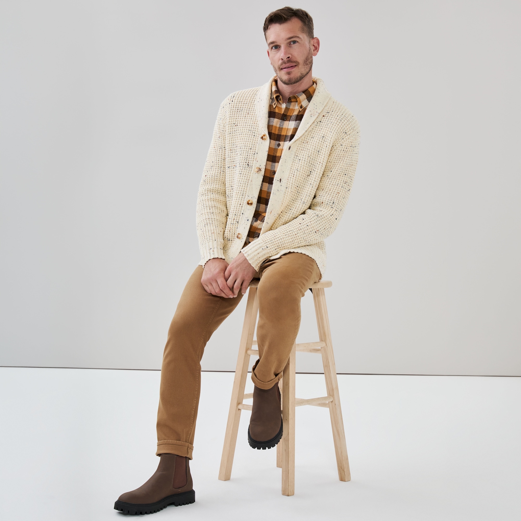 Men's Waffle Knit Cardigan