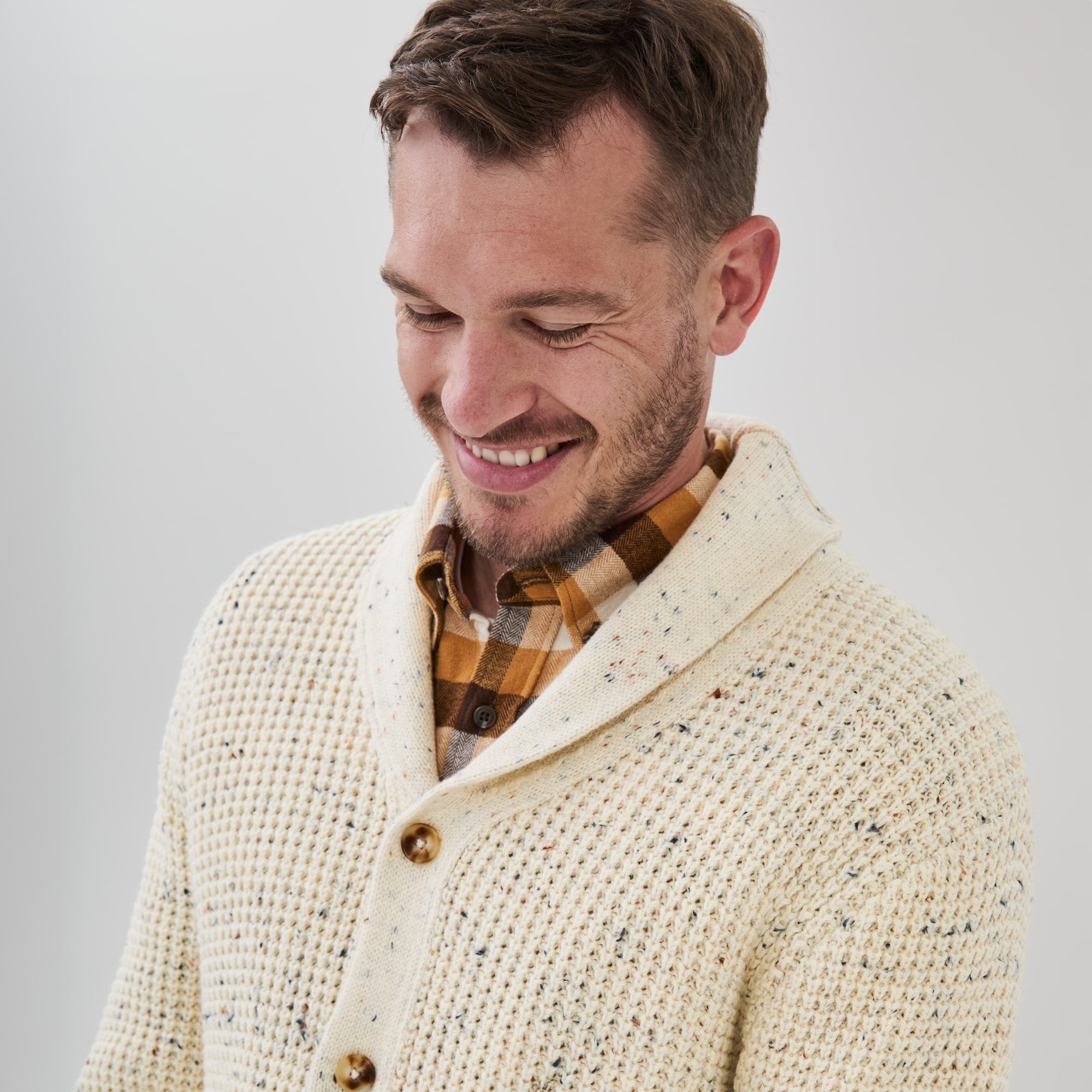 Cardigan en tricot gaufré pour hommes