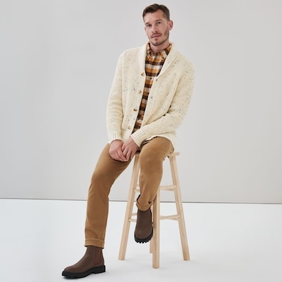 Cardigan en tricot gaufré pour hommes - Farine D'Avoine