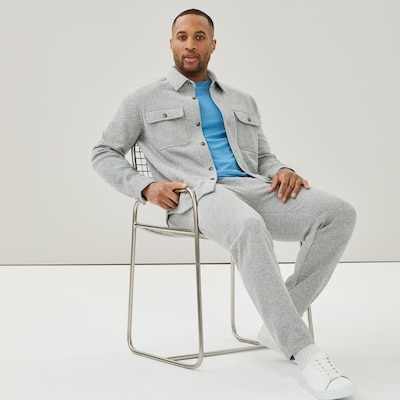 Men's Active Fleece Overshirt - Light Grey Mix