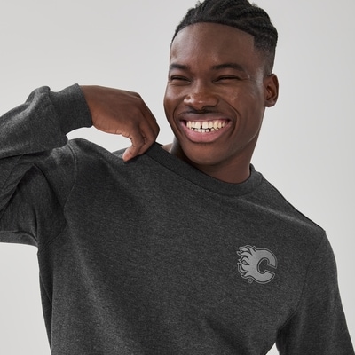 Chandail en molleton LNH Flames de Calgary, hommes - MÉLANGE DE CHARBON